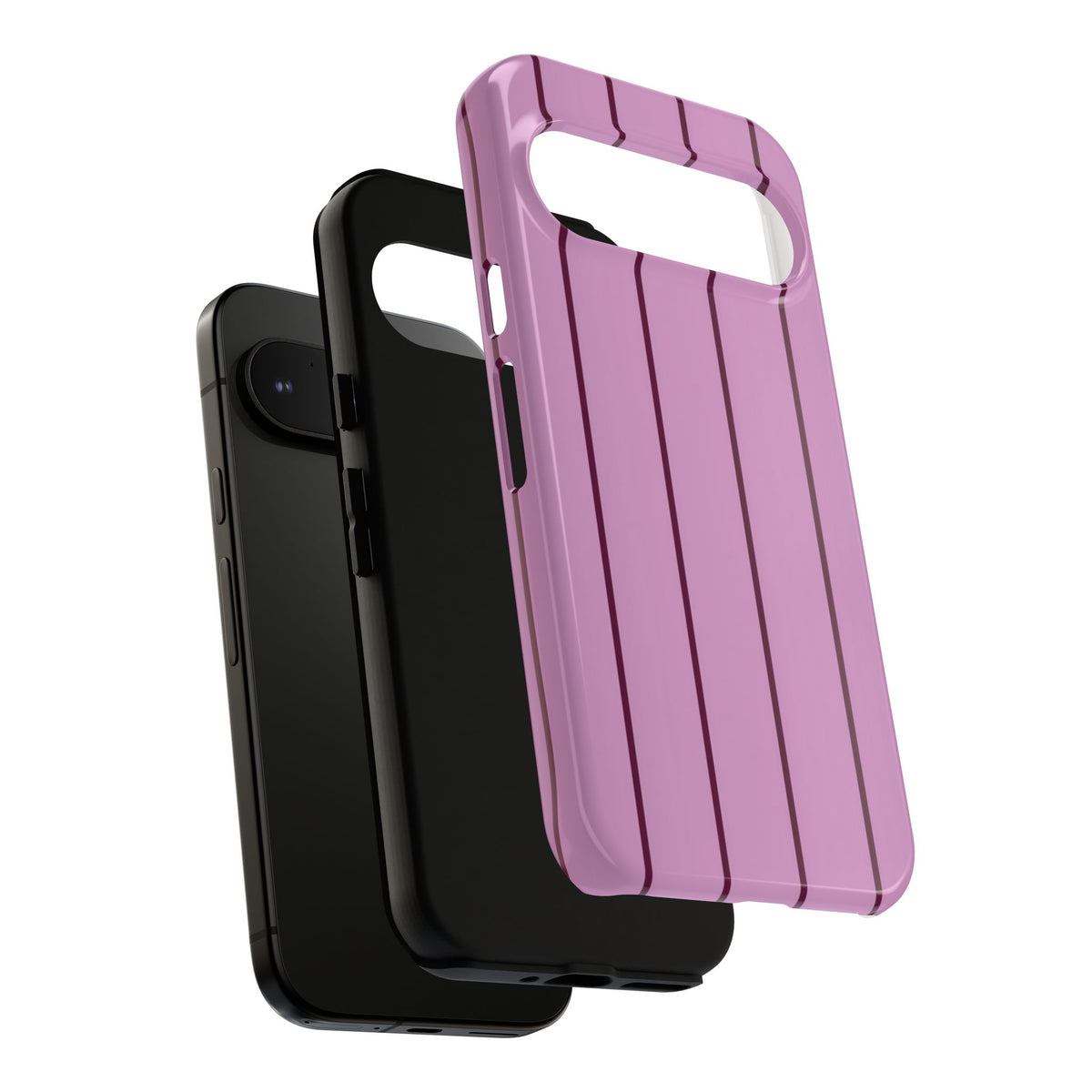 Pink Striped Tough Phone Case - Slim Dual-Layer Protection for iPhone, Samsung Galaxy & Google Pixel