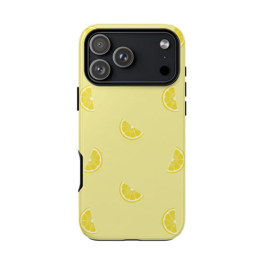 Lemon Slice Tough Phone Case - Retro Yellow Fruit Pattern Cover for iPhone, Samsung Galaxy & Google Pixel