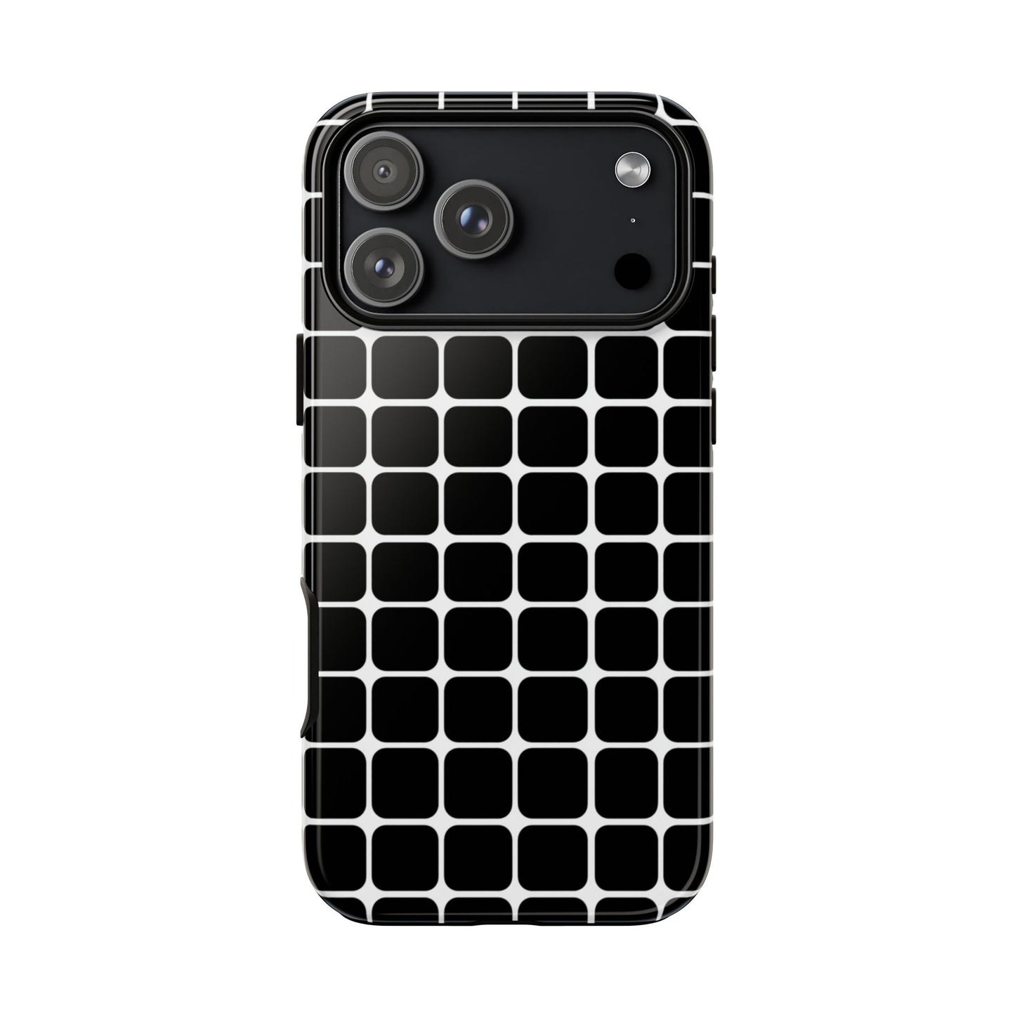 Black grid tough phone case for iPhone 17 Pro Max – slim geometric protective cover dual-layer
