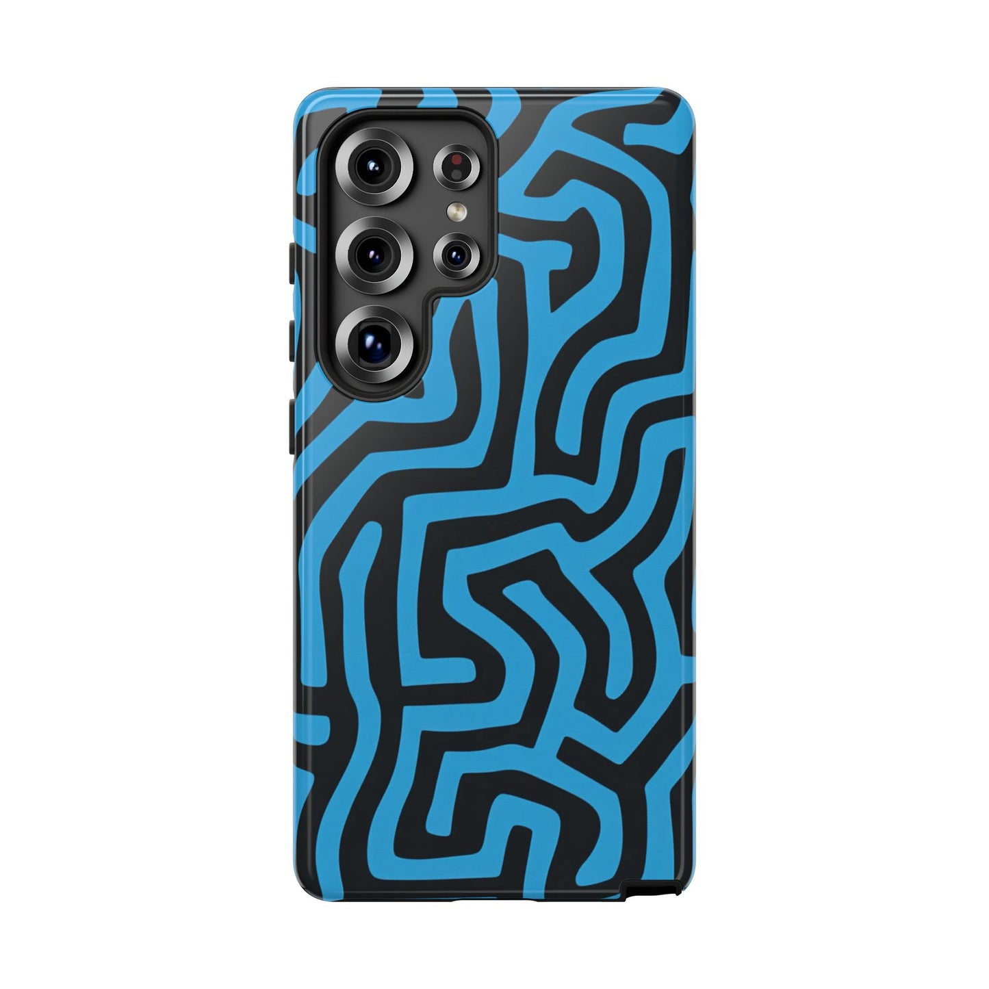 Abstrakte Labyrinth Robuste Handyhülle - Blau & Schwarz Geometrische Schutzhülle für iPhone, Samsung Galaxy & Google Pixel