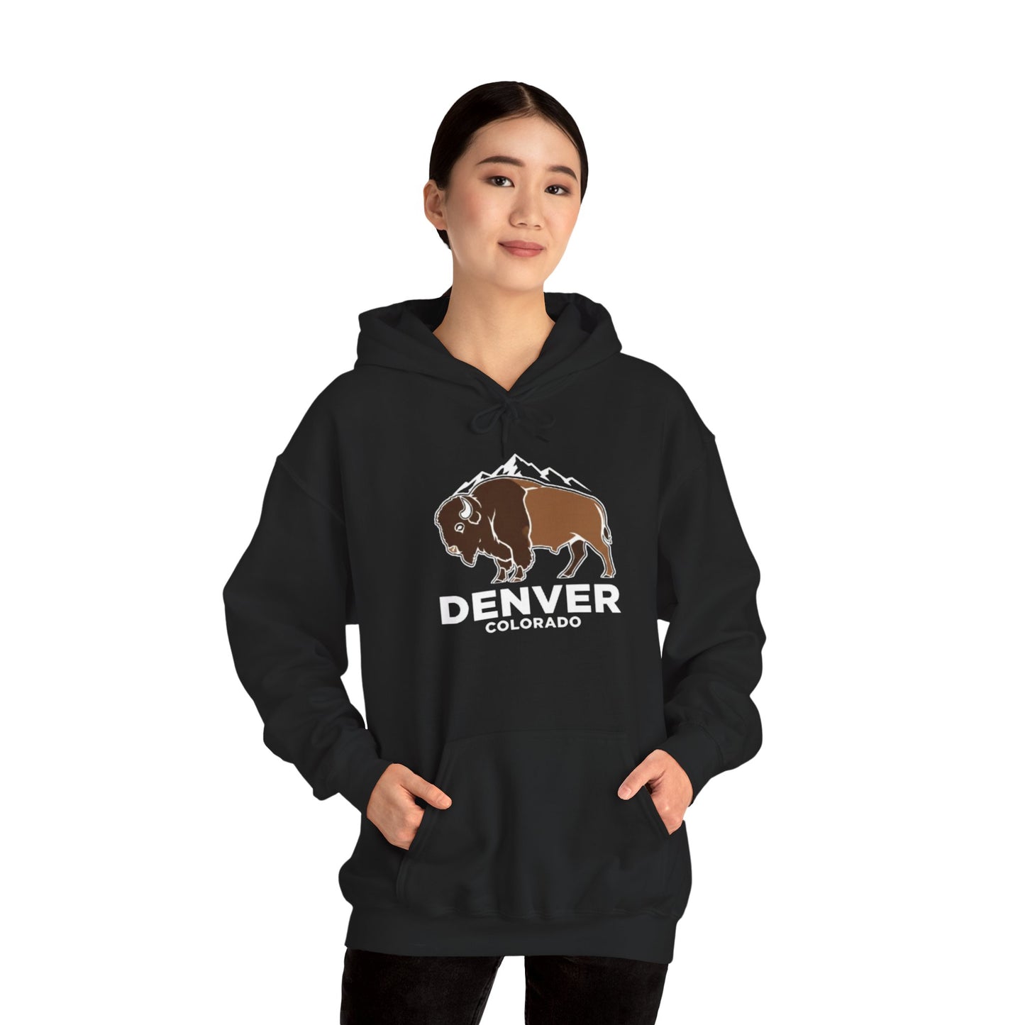 Denver Colorado Hoodie – Bison & Mountain Graphic Pullover