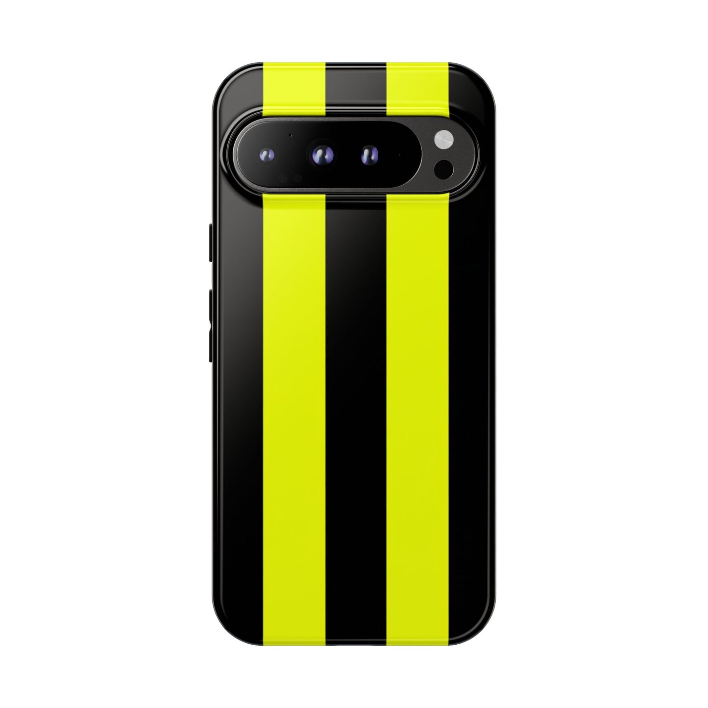 Gelb-Schwarze Rennstreifen Robuste Handyhülle - Motorsport Rennwagen Muster Cover für iPhone, Samsung Galaxy & Google Pixel
