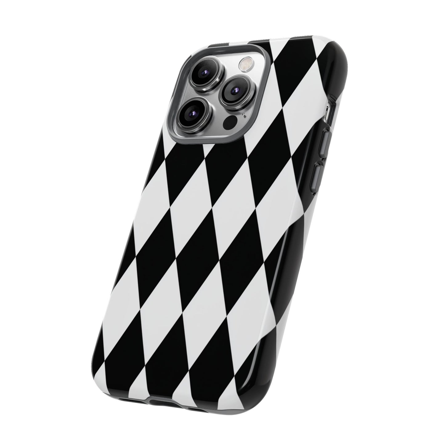 Handyhülle "Schwarz-Weißes Harlekin-Rautenmuster" für iPhone, Samsung Galaxy & Google Pixel