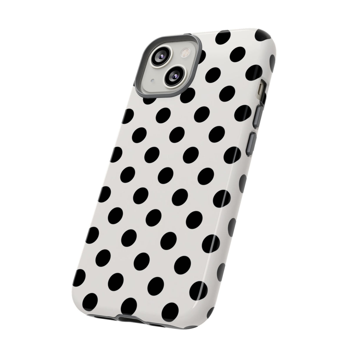 Vintage 50er Jahre Polka Dot Robuste Handyhülle - Schwarz-weißes Retro-Muster-Cover für iPhone, Samsung Galaxy & Google Pixel