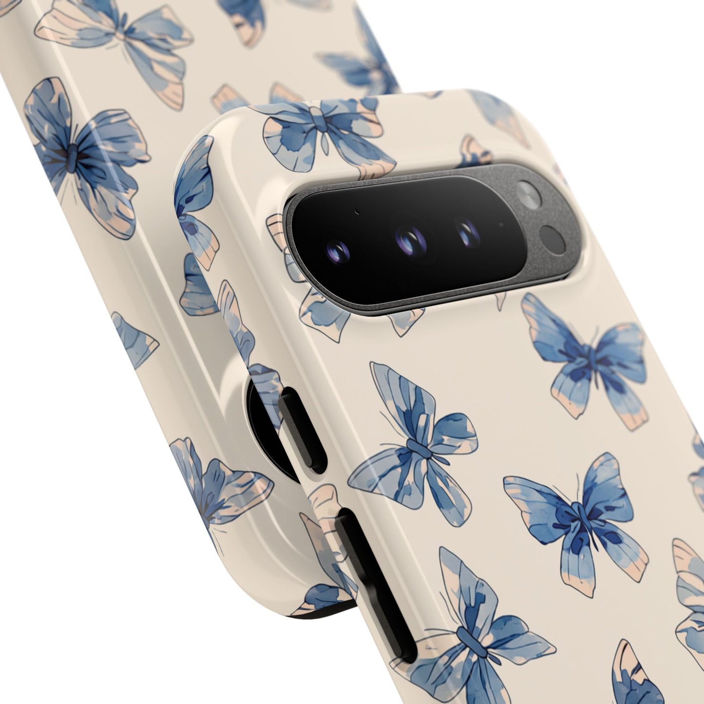 Nature-inspired phone case with watercolor butterflies - UV-resistant print on protective polycarbonate shell
