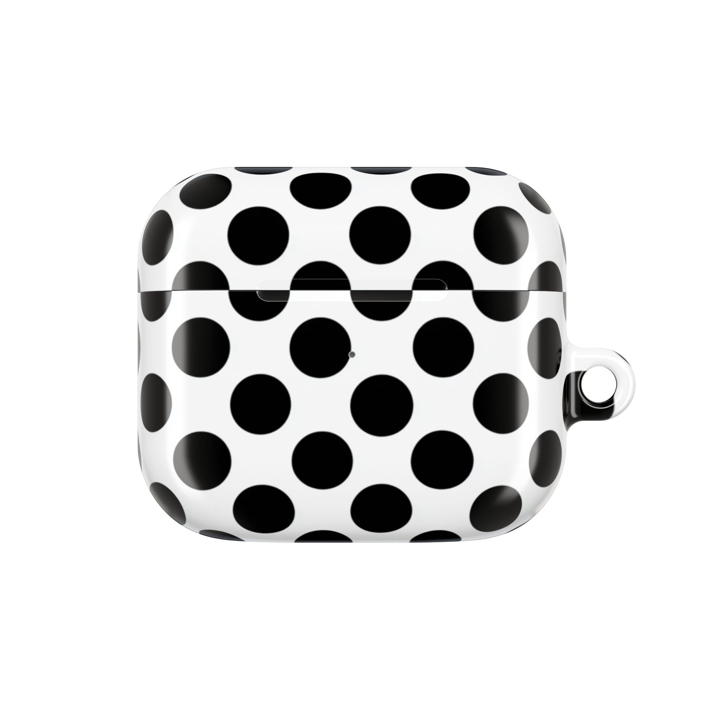 Bold black dot AirPods case – slim polycarbonate glossy cover with wireless charging support
