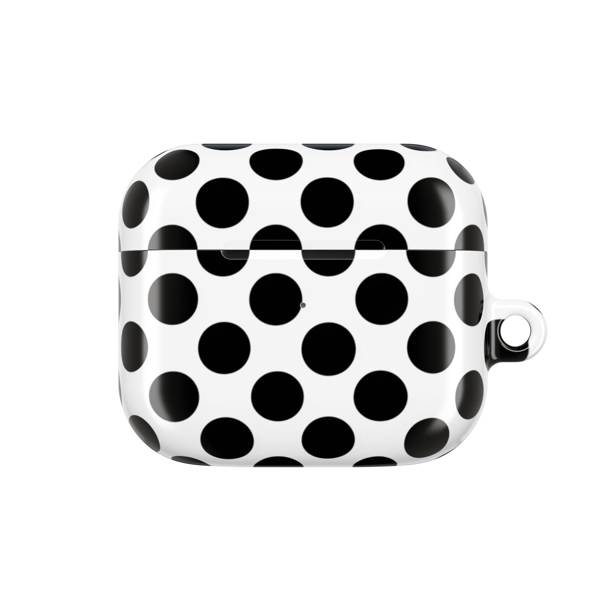 Bold black dot AirPods case – slim polycarbonate glossy cover with wireless charging support
