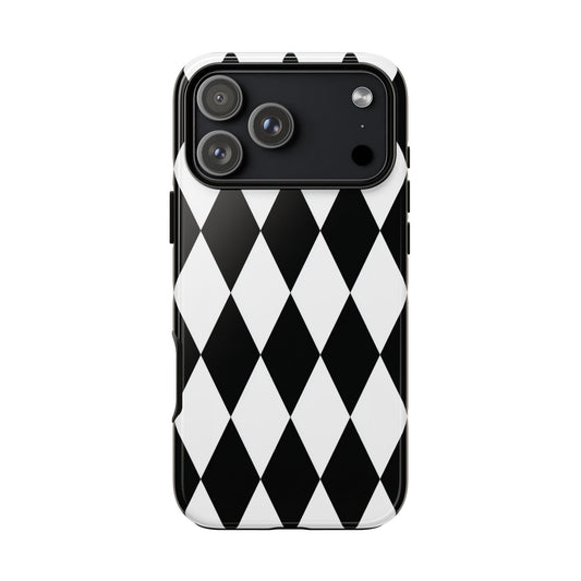 Handyhülle "Schwarz-Weißes Harlekin-Rautenmuster" für iPhone, Samsung Galaxy & Google Pixel