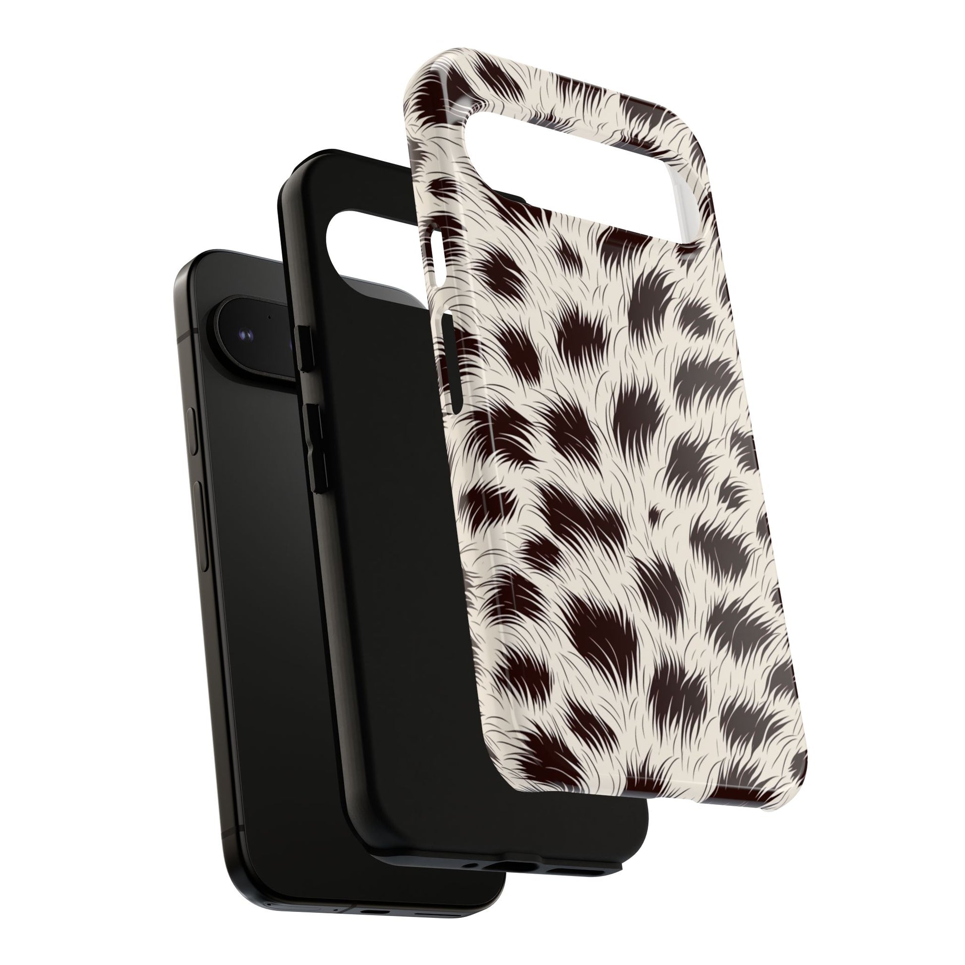Leopard print tough phone case with wireless charging support

