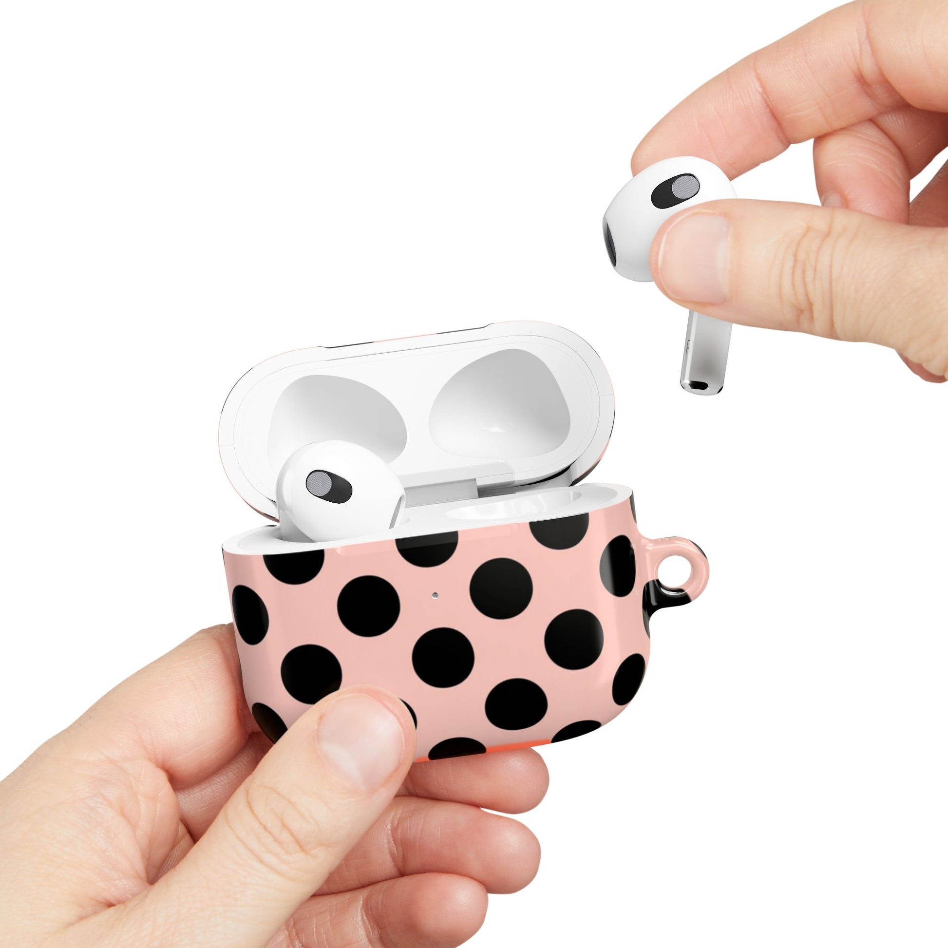 Cute pink dot AirPods case Gen 3 – full-wrap dye sublimation print slim polycarbonate cover
