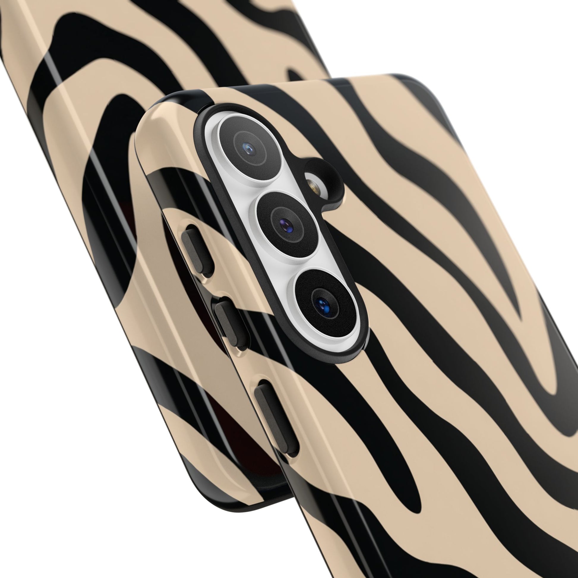 Beige and black zebra print phone case - dual-layer drop protection
