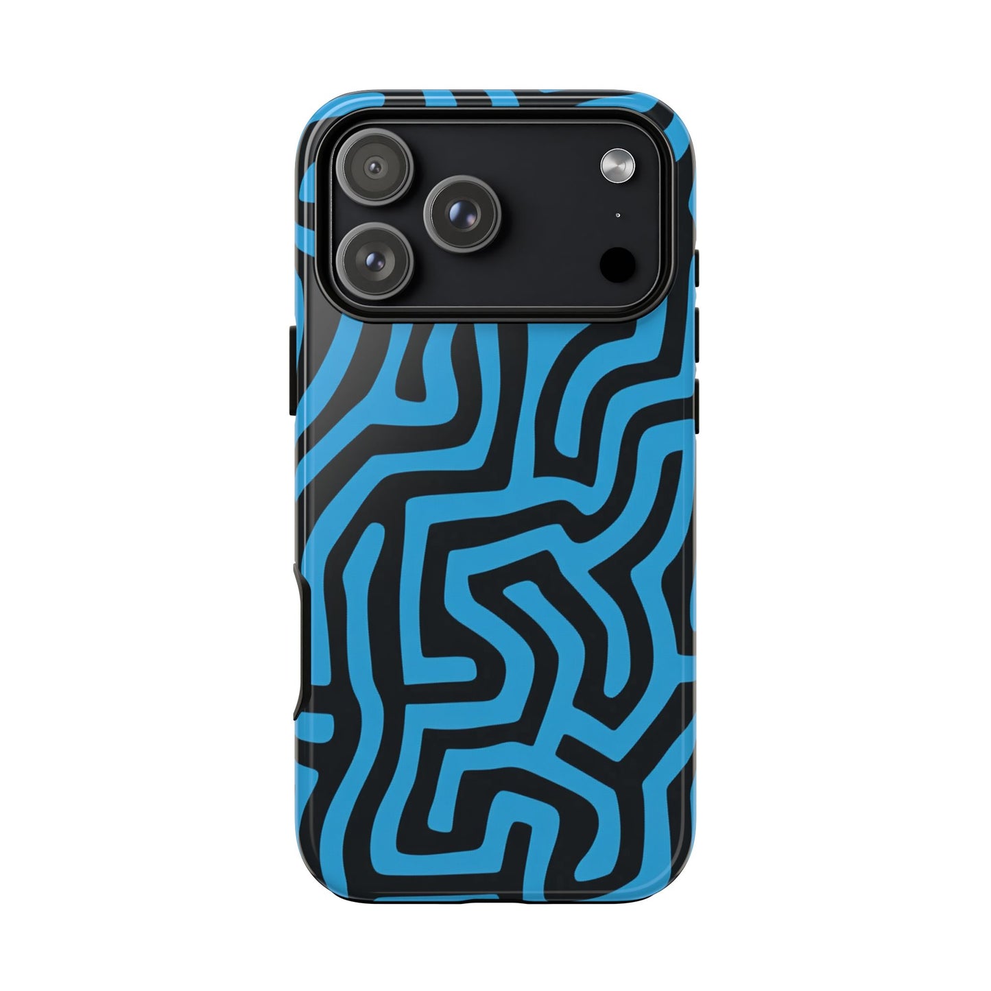 Abstrakte Labyrinth Robuste Handyhülle - Blau & Schwarz Geometrische Schutzhülle für iPhone, Samsung Galaxy & Google Pixel