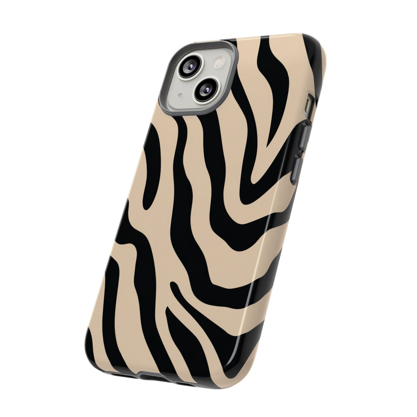 Black and beige animal print phone case - wireless charging compatible
