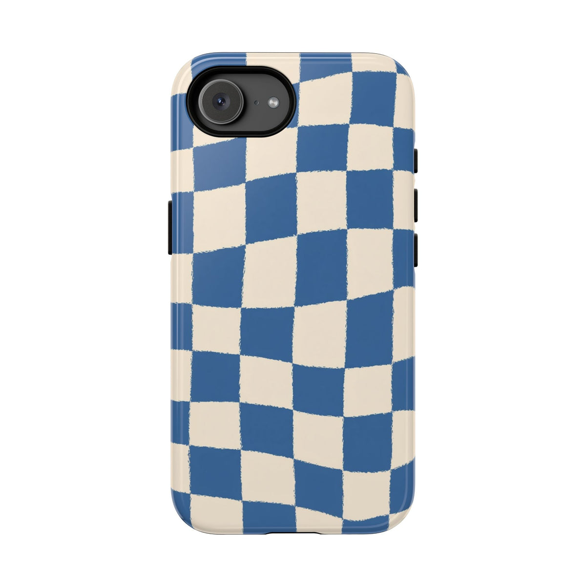 Coque de téléphone résistante à damier bleu - Motif ondulé rétro pour iPhone, Samsung Galaxy et Google Pixel