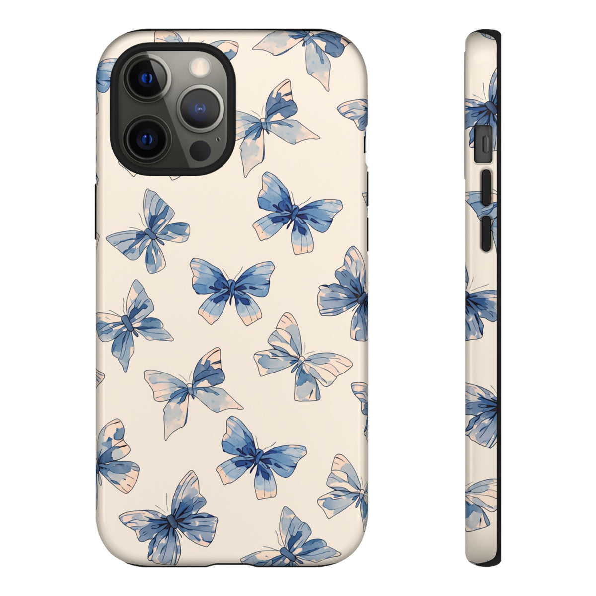 Blue Watercolor Butterfly Tough Phone Case - Soft Pastel Floral Design Protective Cover for iPhone, Samsung Galaxy & Google Pixel