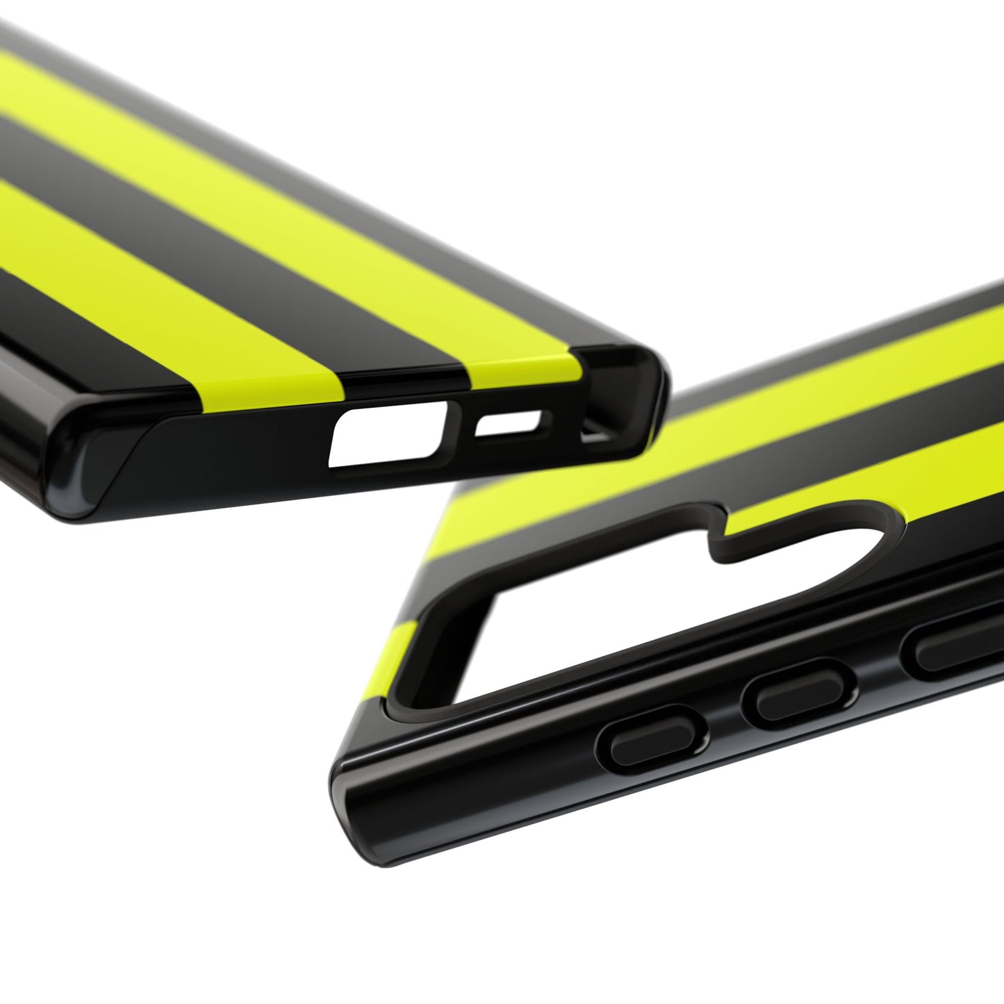 Gelb-Schwarze Rennstreifen Robuste Handyhülle - Motorsport Rennwagen Muster Cover für iPhone, Samsung Galaxy & Google Pixel