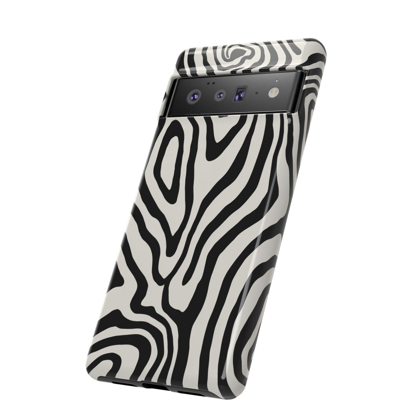 Zebra Swirl Robuste Handyhülle - Schwarz-weißes Animal-Print-Design für iPhone, Samsung Galaxy & Google Pixel
