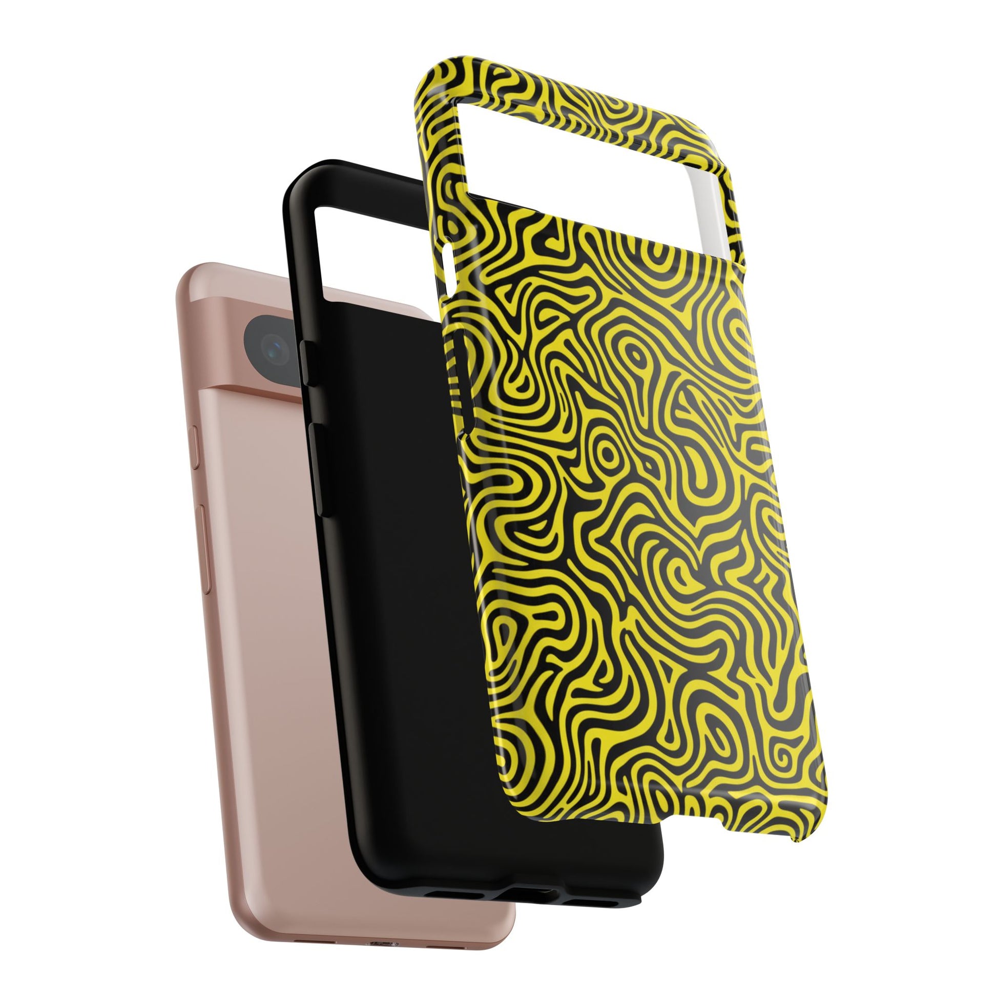 Abstract art phone case with kinetic swirl design and polycarbonate shell protection for all smartphones
