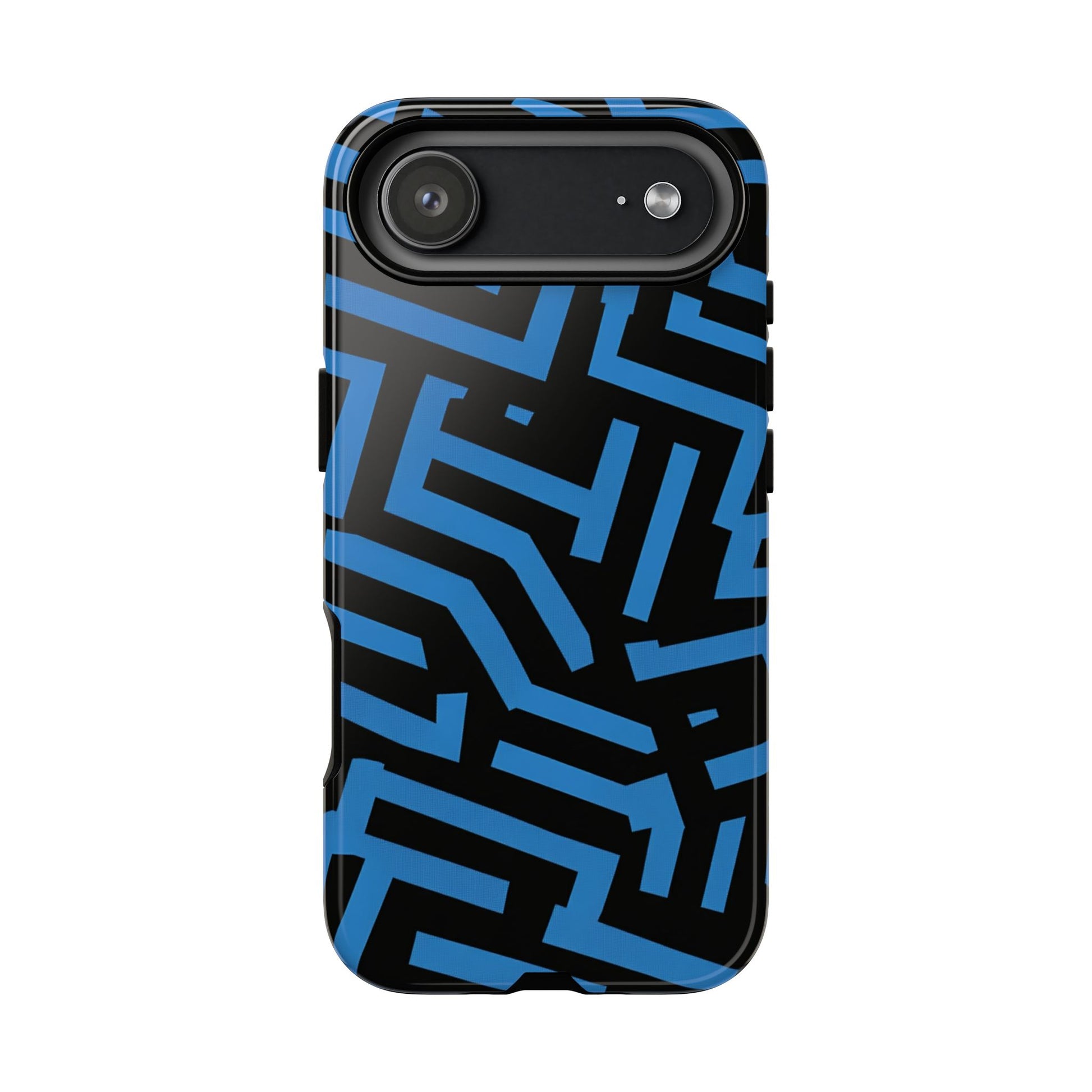 Black and blue maze pattern protective phone cover
