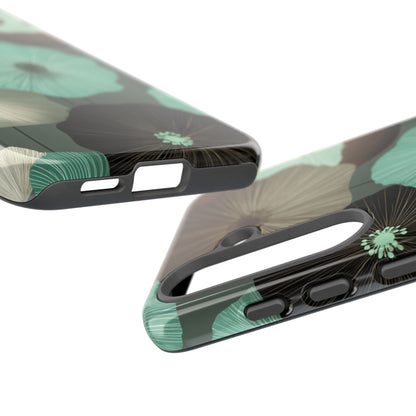 Floral Tough Phone Case - Teal & Brown Poppy Protective Cover for iPhone, Samsung Galaxy & Google Pixel