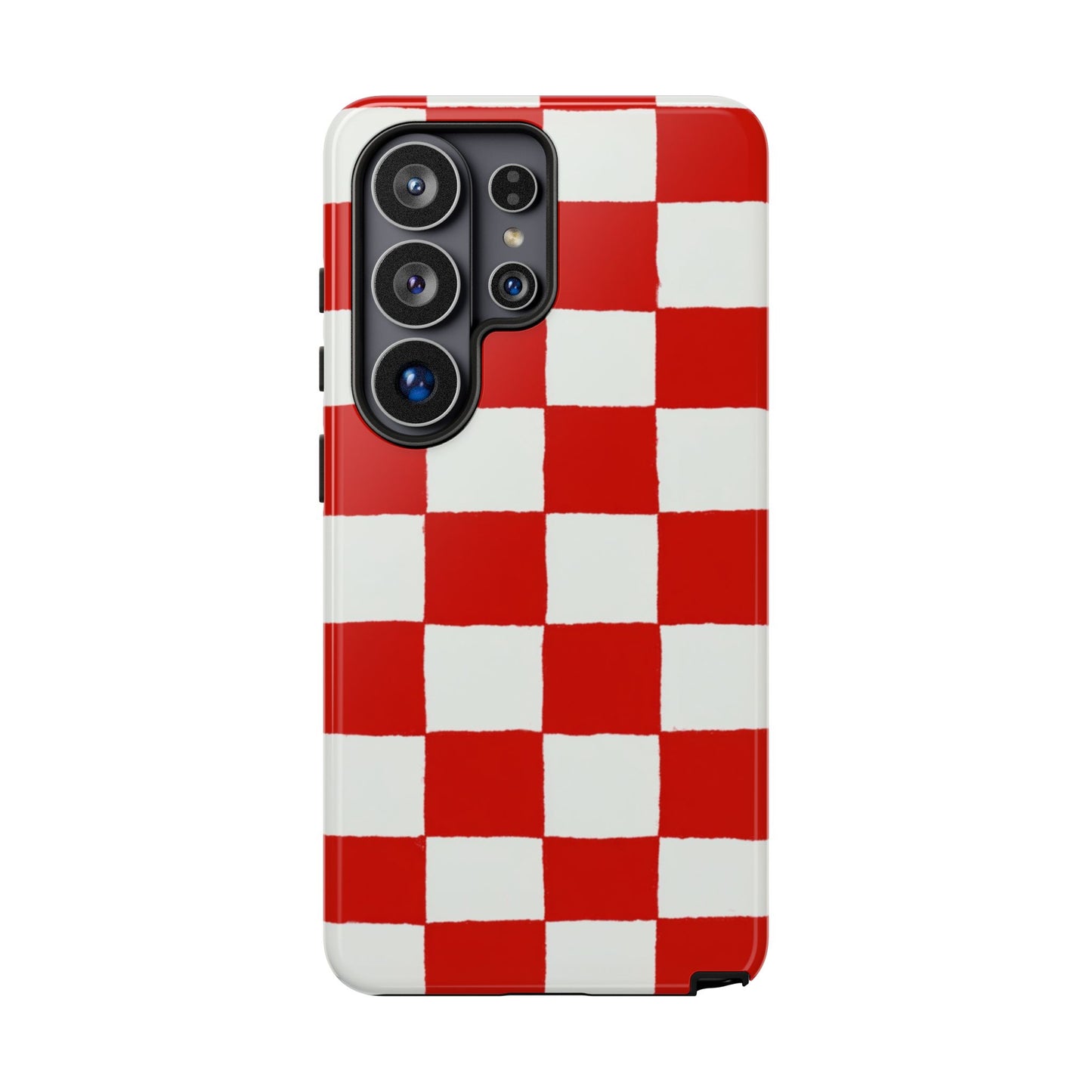 Rot karierte robuste Handyhülle - Retro-Gittermuster-Cover für iPhone, Samsung Galaxy & Google Pixel