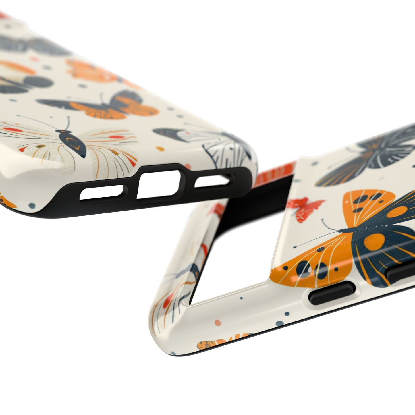 Artistic insect phone case with whimsical flying creatures
