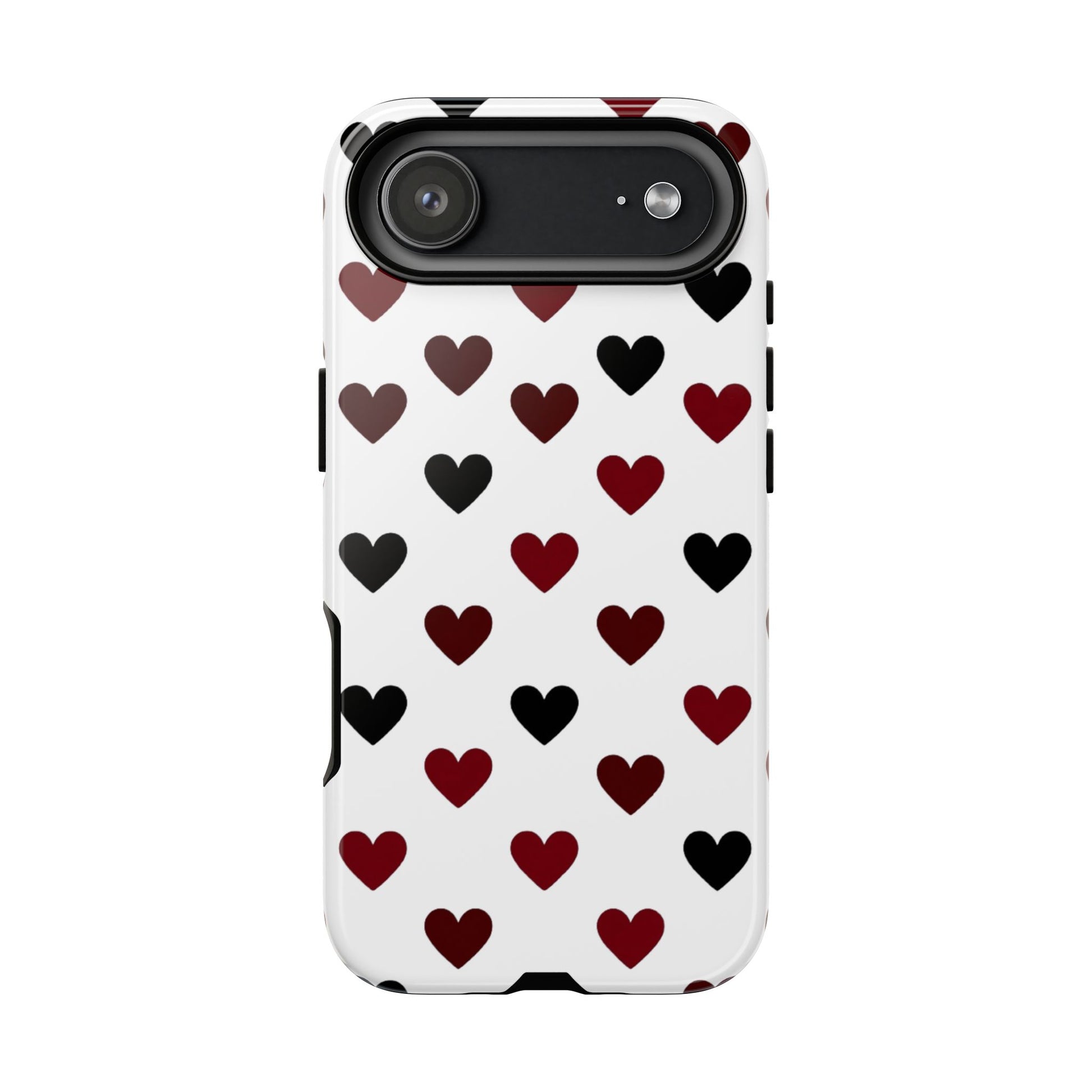 Heart pattern phone case with red and black design - Premium dual-layer protection for iPhone, Samsung Galaxy & Google Pixel
