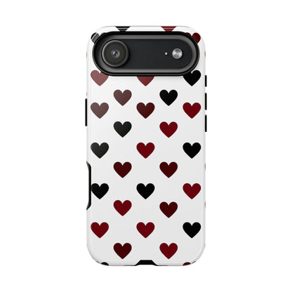 Heart pattern phone case with red and black design - Premium dual-layer protection for iPhone, Samsung Galaxy & Google Pixel
