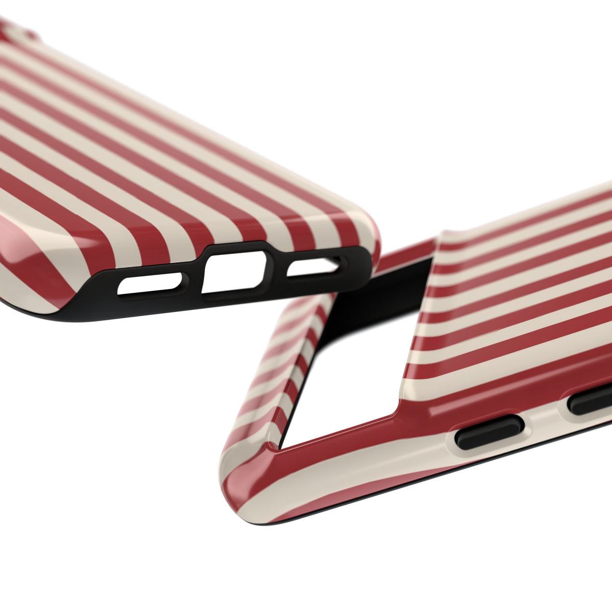 Striped Red & Cream Tough Phone Case - Retro Vertical Pattern Cover for iPhone, Samsung Galaxy & Google Pixel