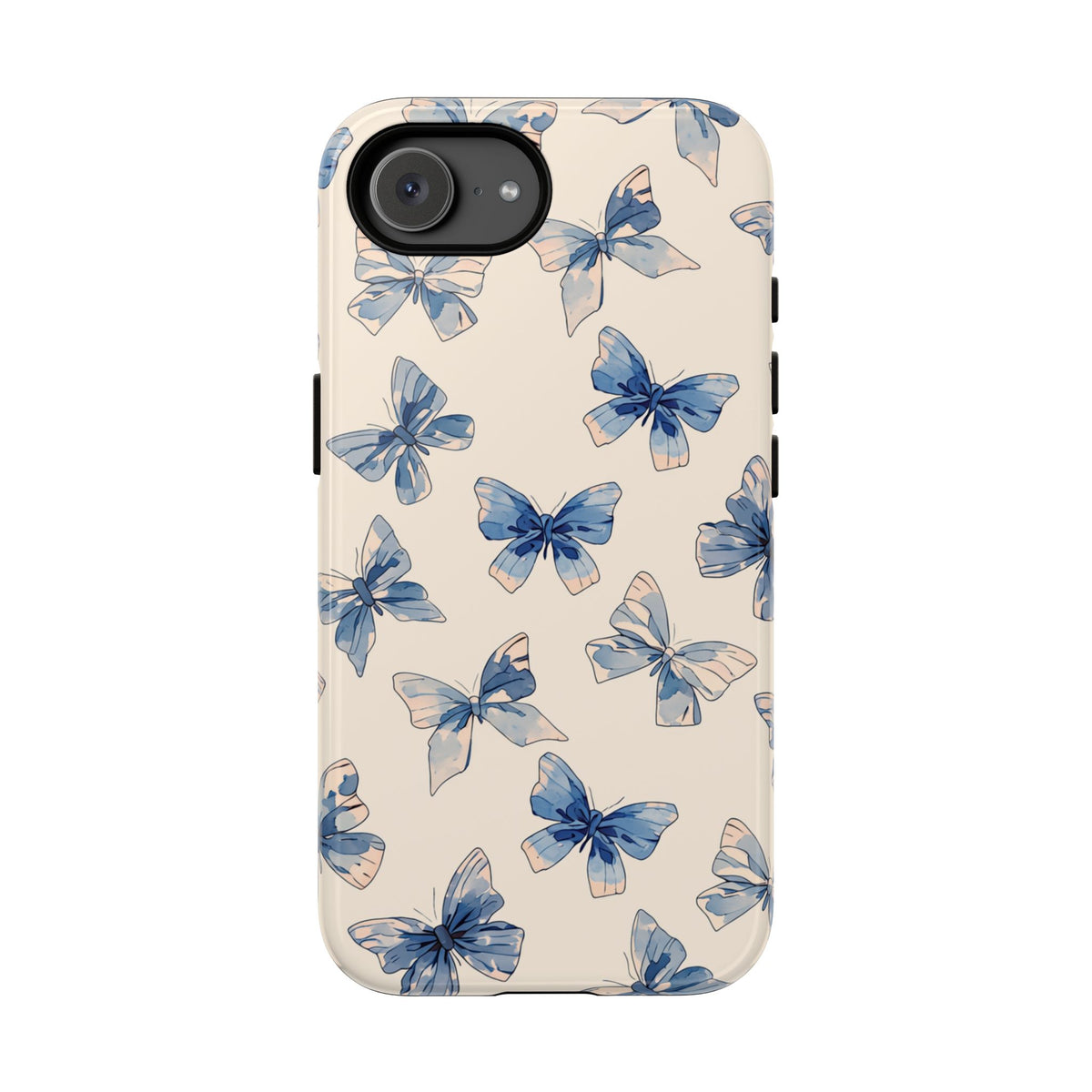 Blue Watercolor Butterfly Tough Phone Case - Soft Pastel Floral Design Protective Cover for iPhone, Samsung Galaxy & Google Pixel