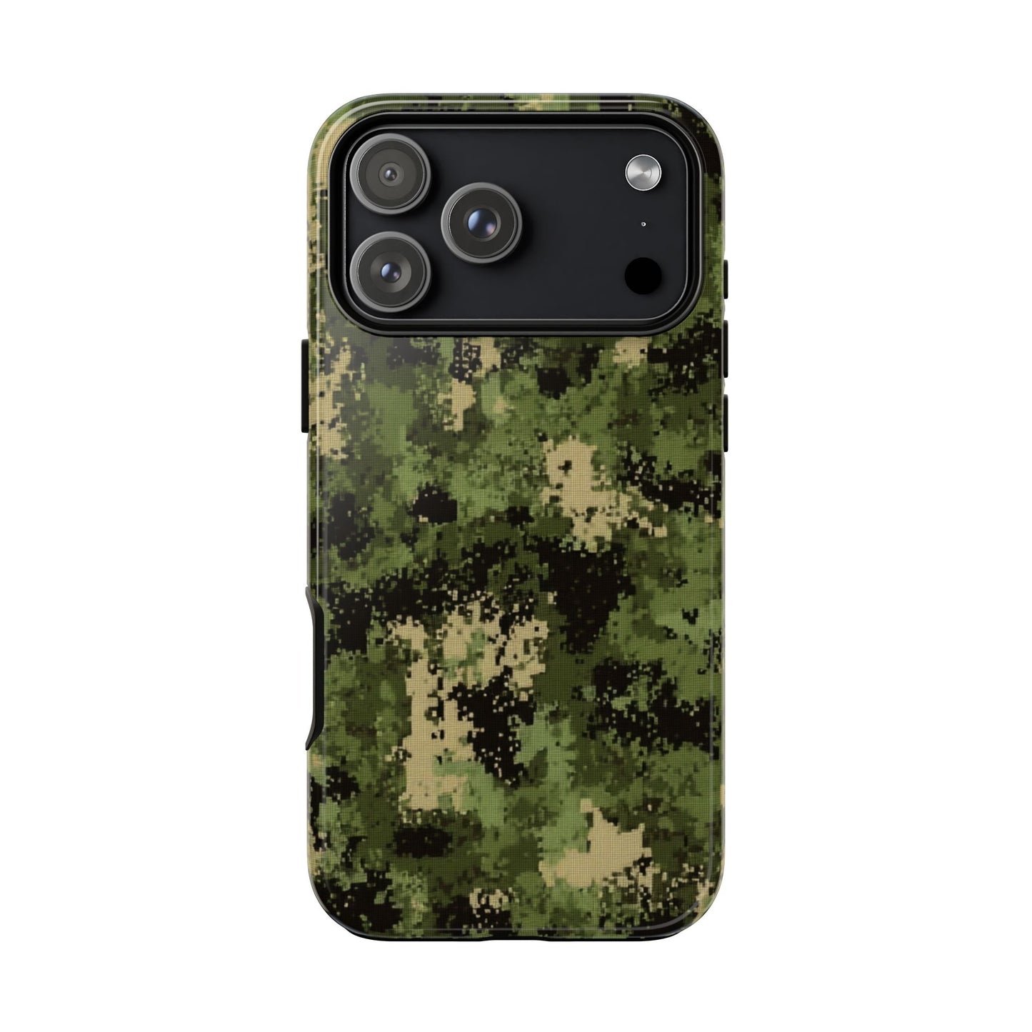 Green digital camo tough case for iPhone 17 Pro Max – dual-layer military camo protective cover
