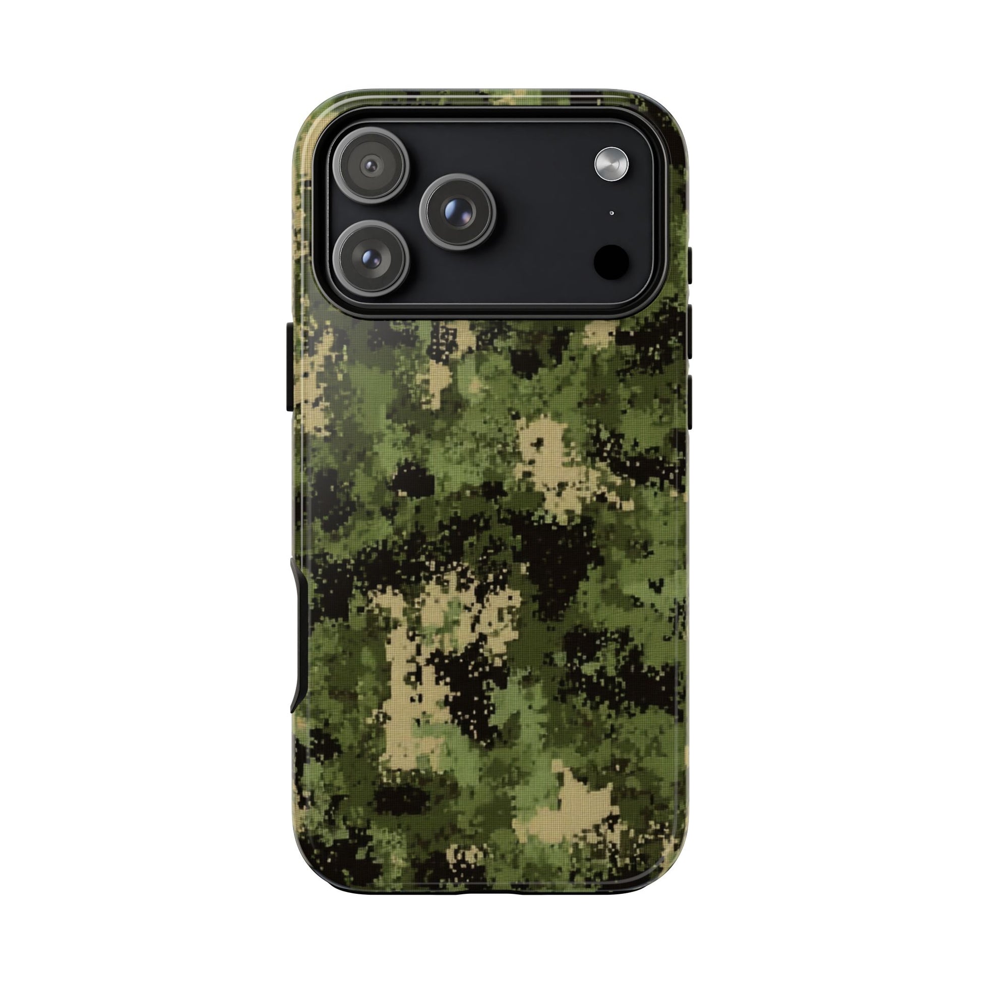 Green digital camo tough case for iPhone 17 Pro Max – dual-layer military camo protective cover
