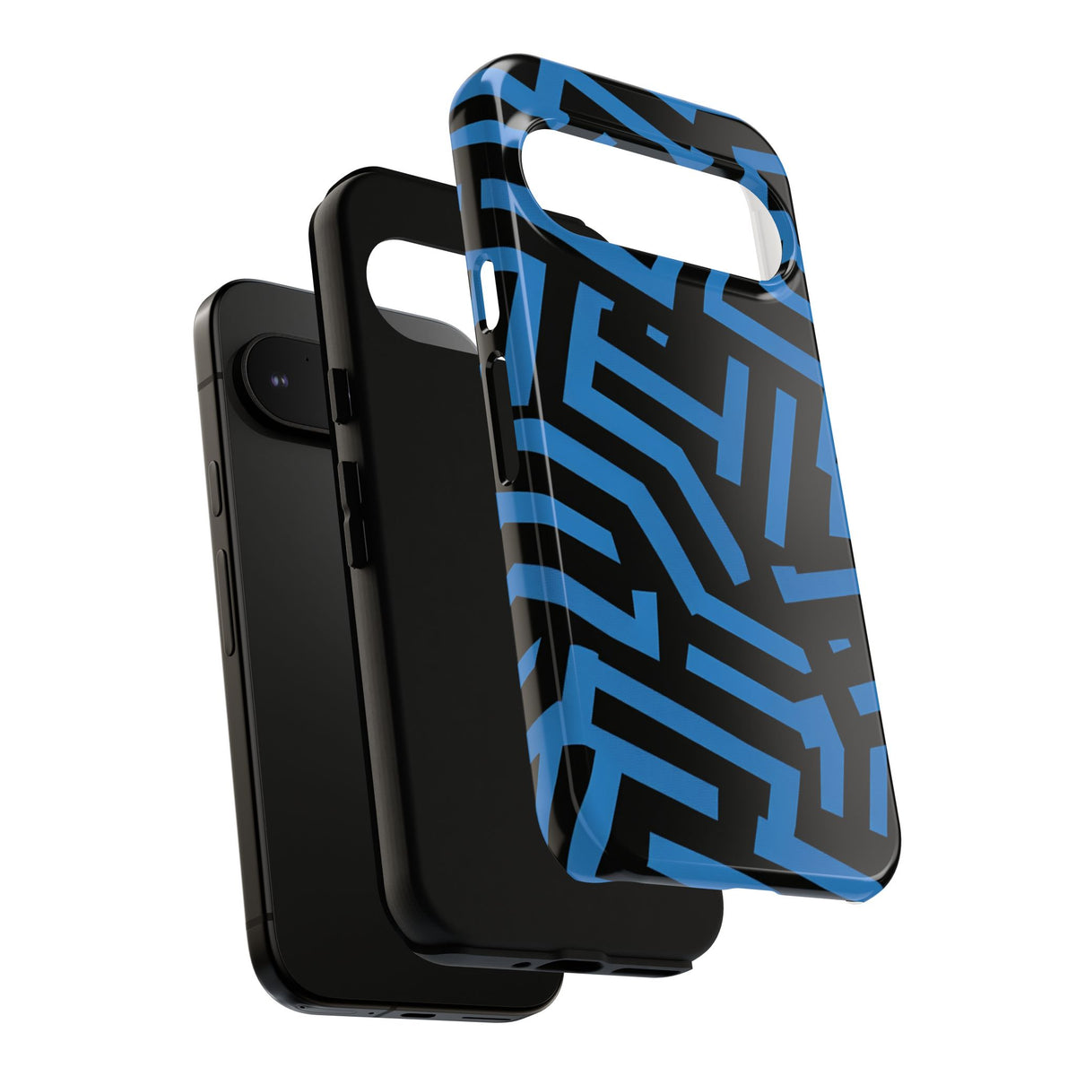 Blue Maze Tough Phone Case - Geometric Cobalt Pattern Protective Cover for iPhone, Samsung Galaxy & Google Pixel