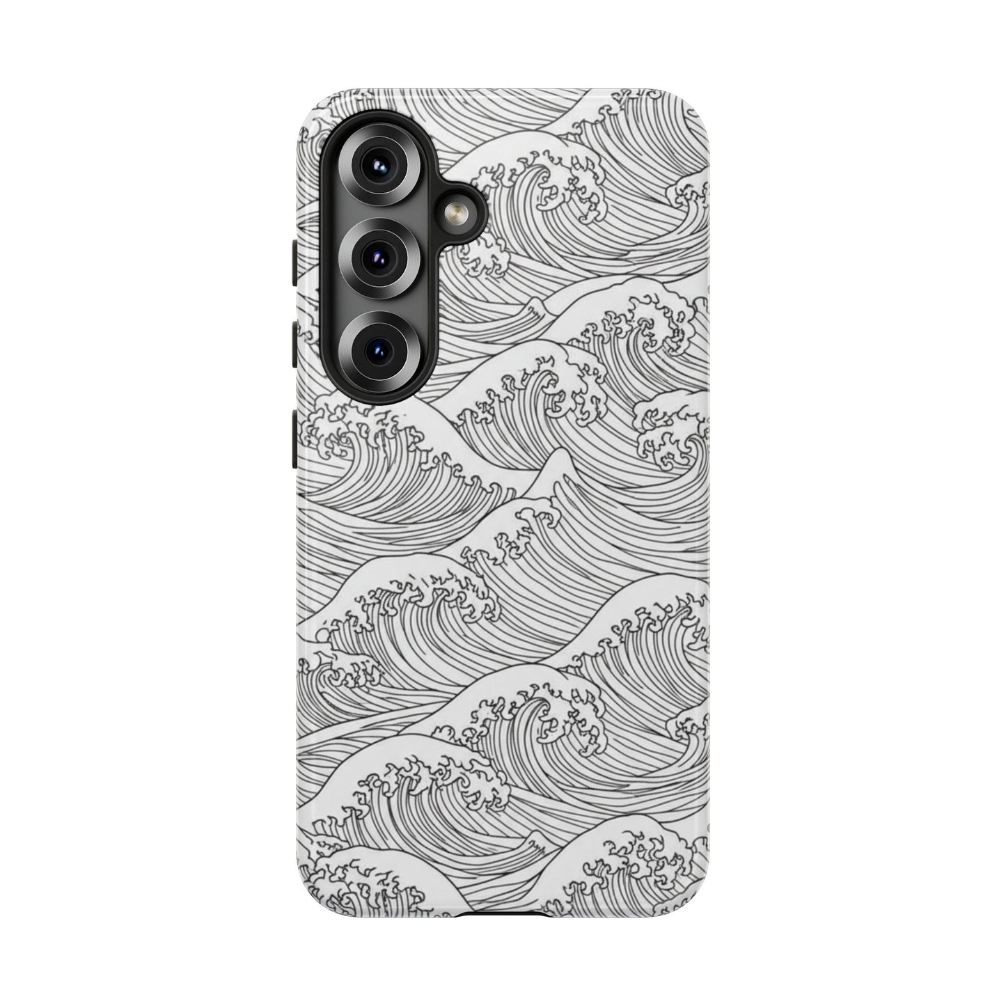 Japanese wave phone case with serene ocean pattern design

