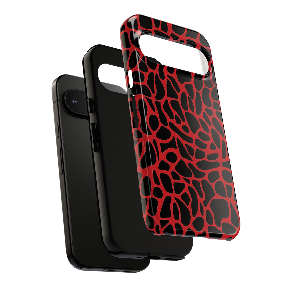 Coque de téléphone résistante à motif girafe rouge et noire - Coque de protection audacieuse avec motif animal pour iPhone, Samsung Galaxy et Google Pixel