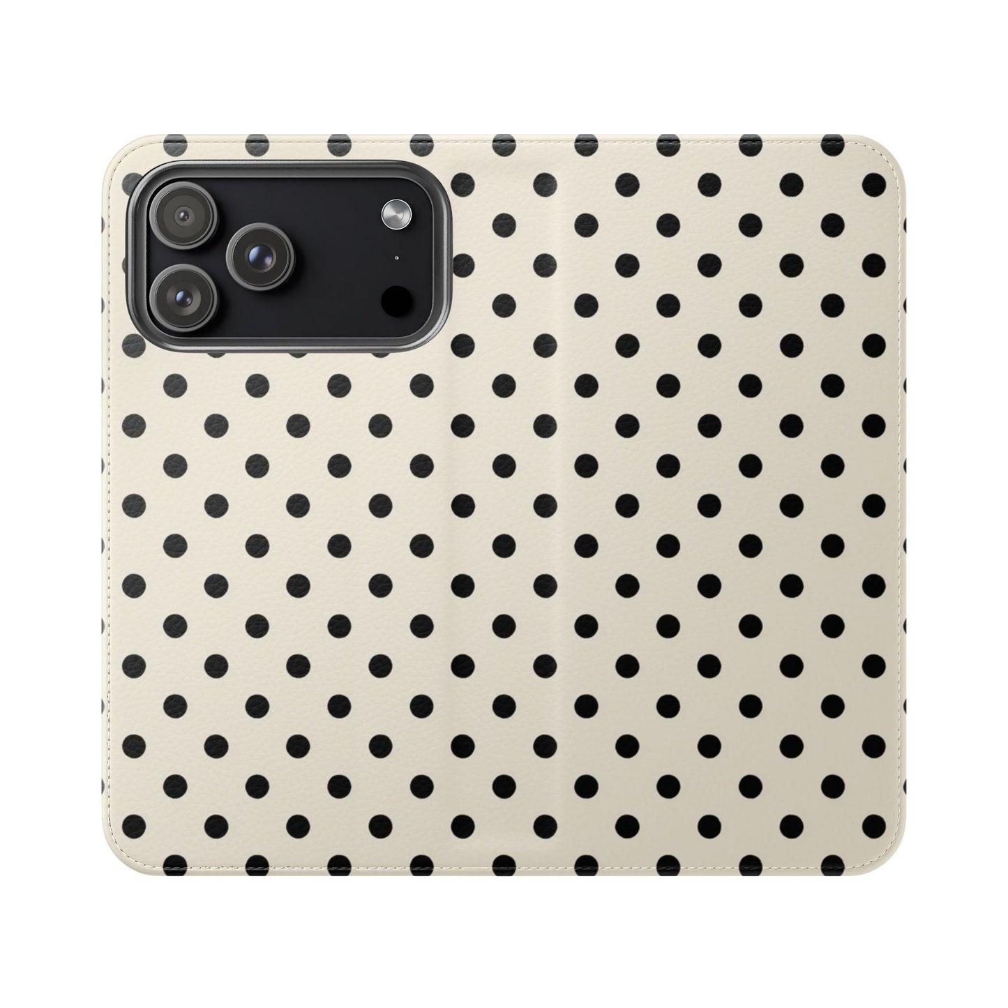 Polka dot brown flip phone case with card holder pockets and stand function for iPhone and Samsung Galaxy
