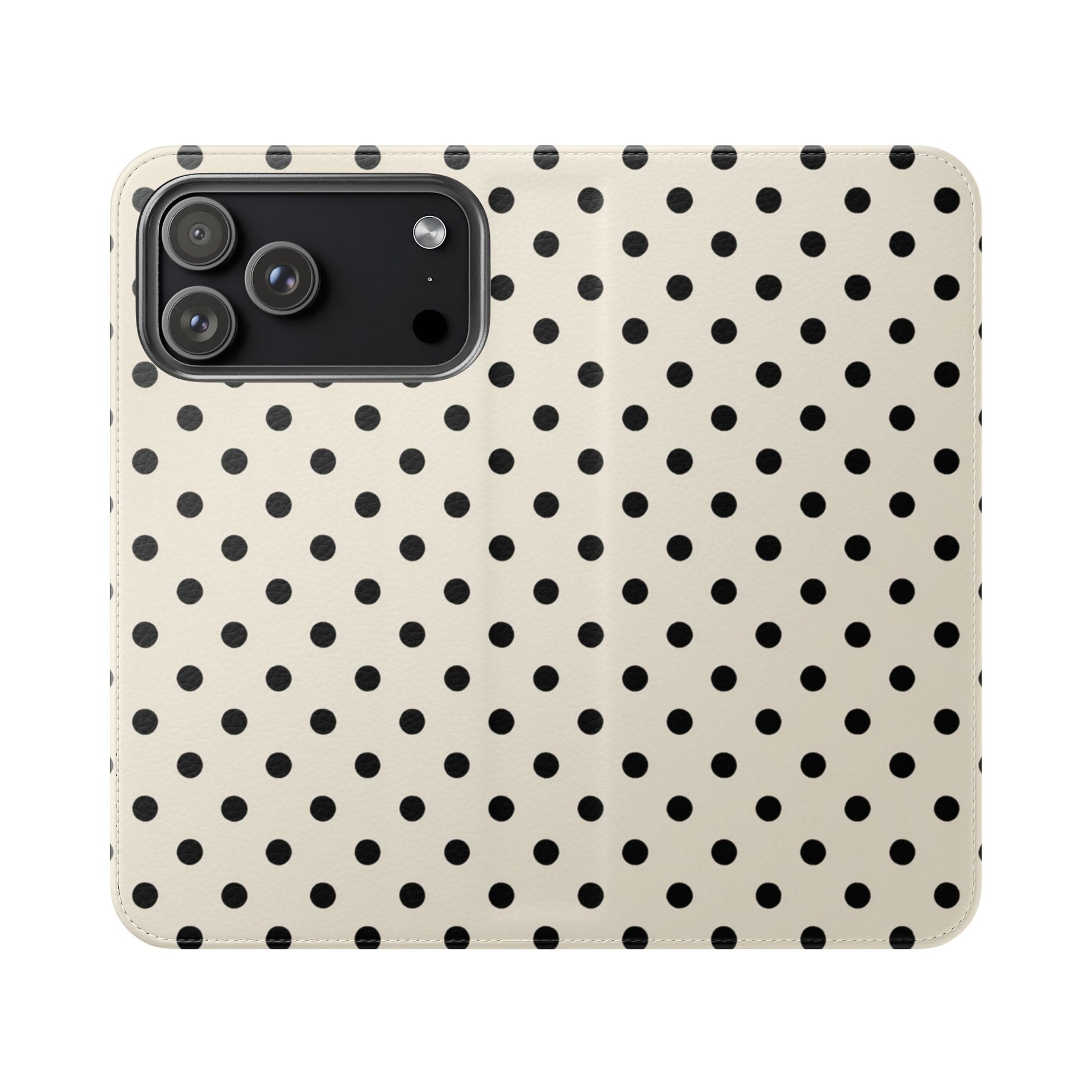 Polka dot brown flip phone case with card holder pockets and stand function for iPhone and Samsung Galaxy

