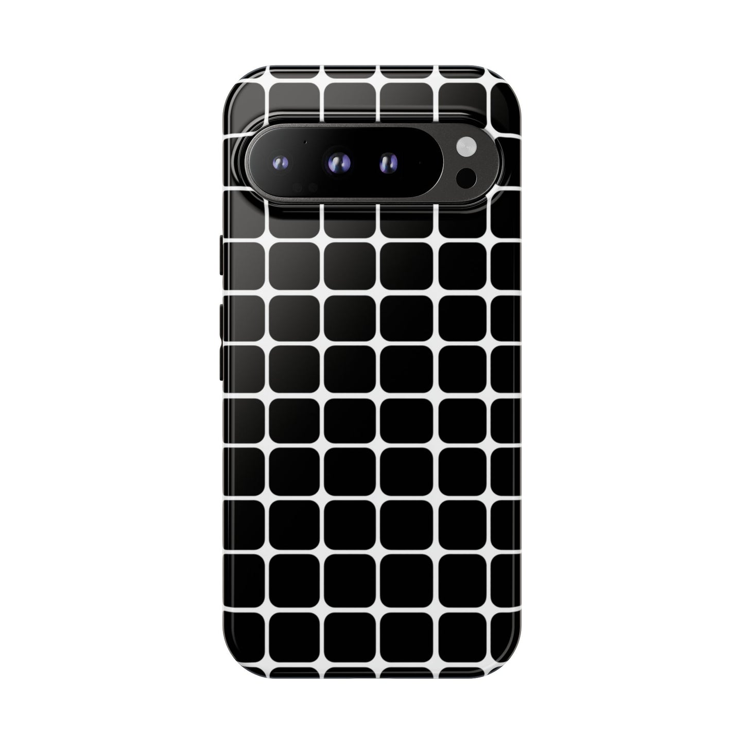 Black grid tough phone case for Google Pixel 9 Pro XL – slim geometric protective cover dual-layer
