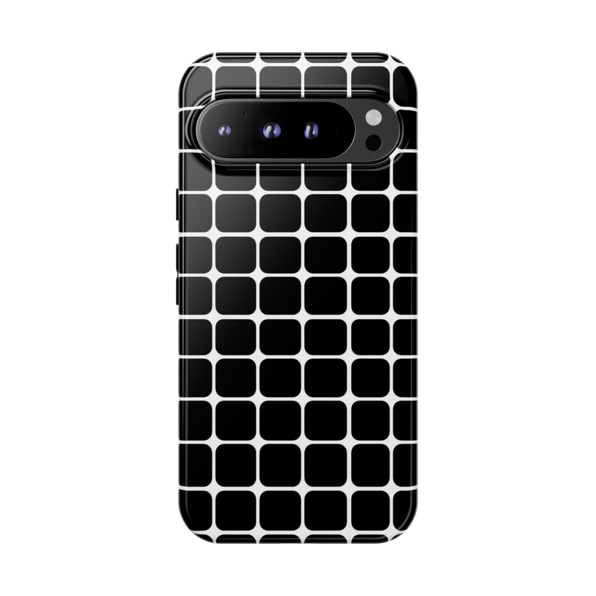 Black grid tough phone case for Google Pixel 9 Pro XL – slim geometric protective cover dual-layer
