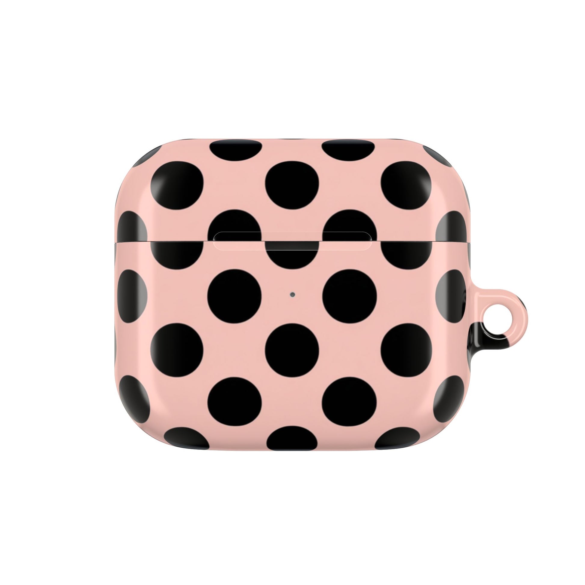 Pink spotted AirPods case Gen 3 – cute feminine design with carabiner and glossy finish
