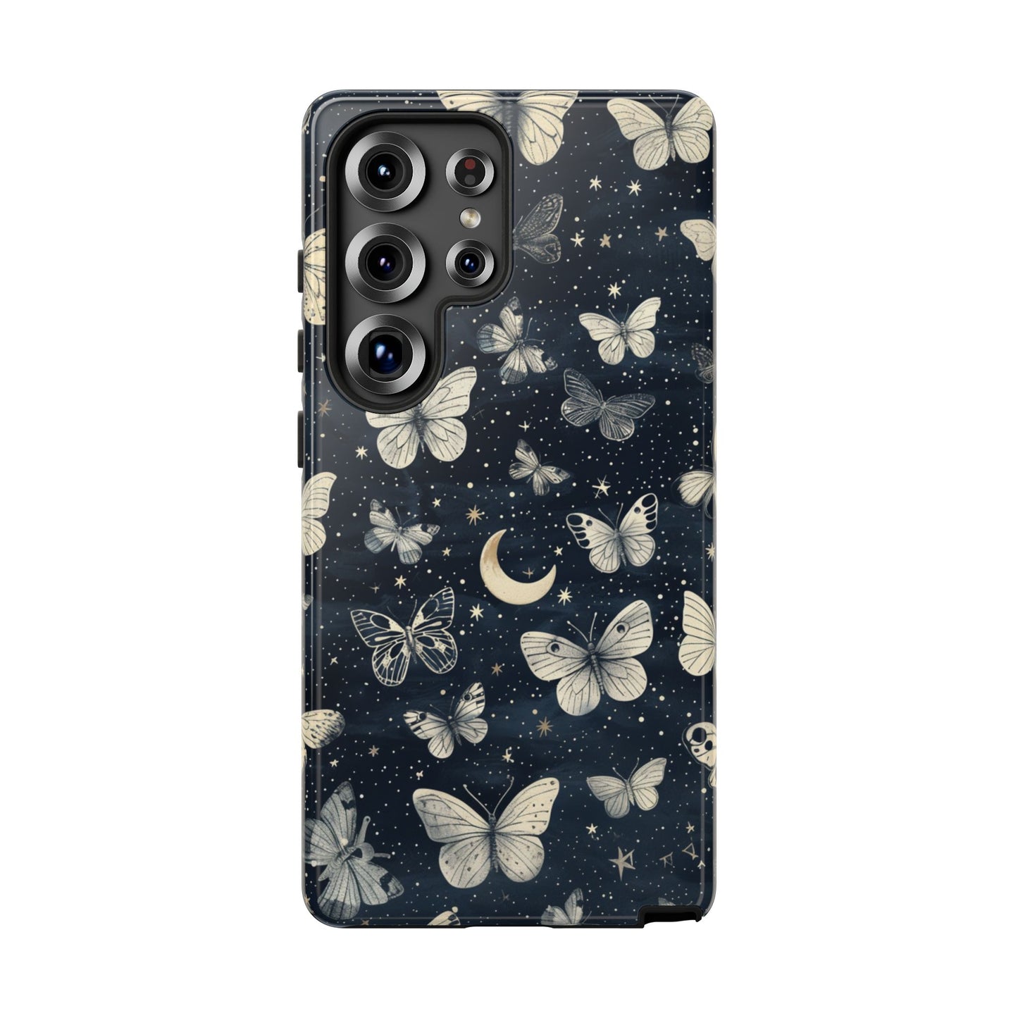 Schmetterling-Mond Robuste Handyhülle - Blumige Schutzhülle mit Nachthimmel-Design für iPhone, Samsung Galaxy & Google Pixel