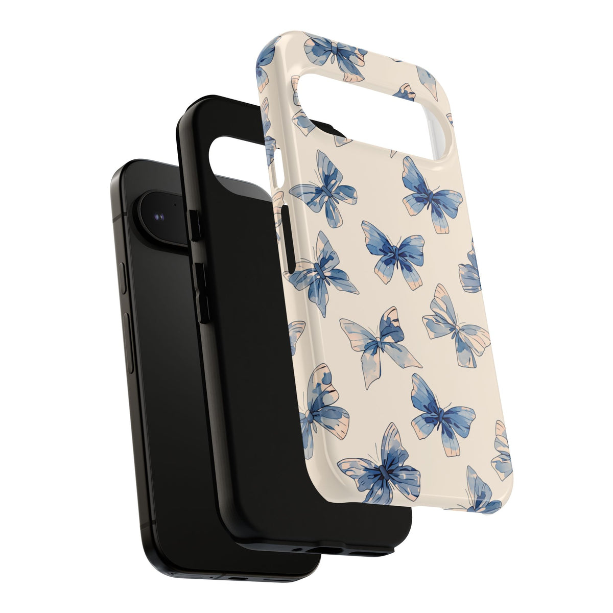 Blue Watercolor Butterfly Tough Phone Case - Soft Pastel Floral Design Protective Cover for iPhone, Samsung Galaxy & Google Pixel
