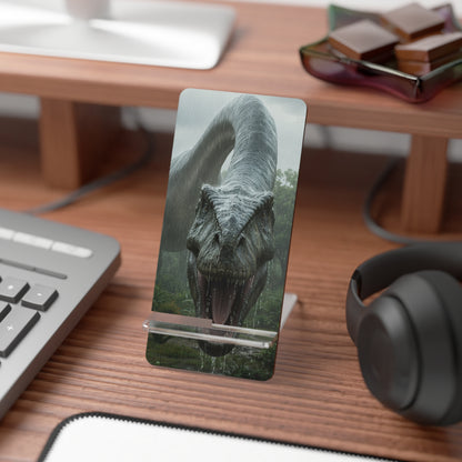 Dinosaur Phone Stand - Brontosaurus in Prehistoric Green Landscape
