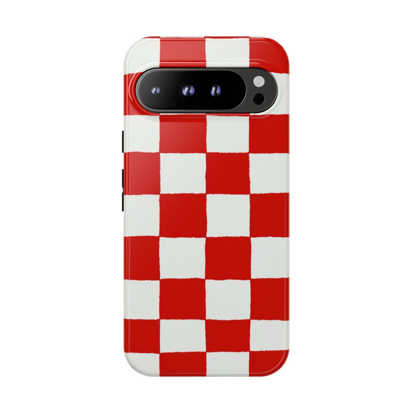 Rot karierte robuste Handyhülle - Retro-Gittermuster-Cover für iPhone, Samsung Galaxy & Google Pixel