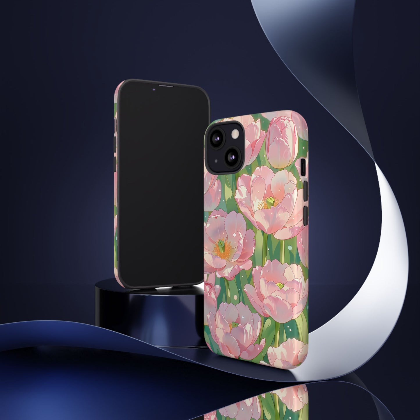 Floral Tulip Tough Phone Case - Pink Spring Blossom Watercolor Pattern Cover for iPhone, Samsung Galaxy & Google Pixel