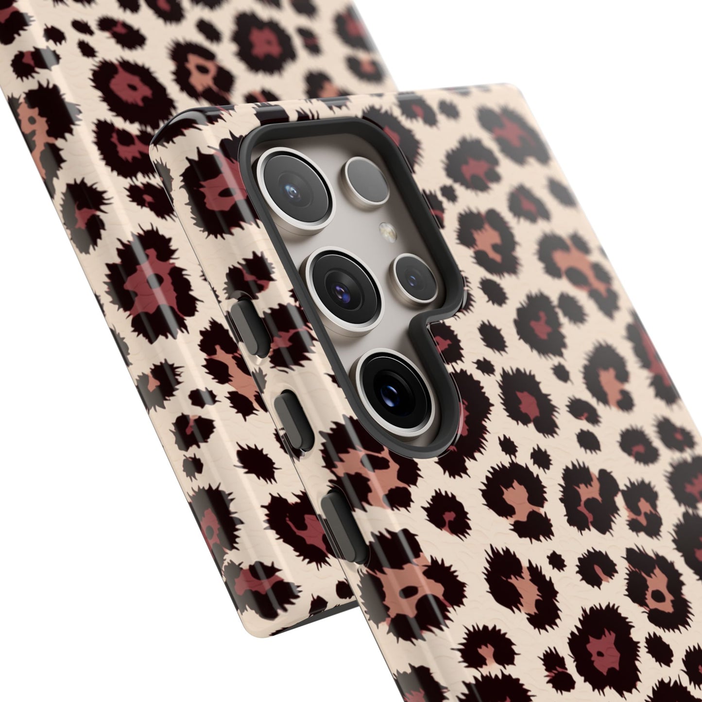 Designer leopard pattern tough case with fade resistant UV print technology
