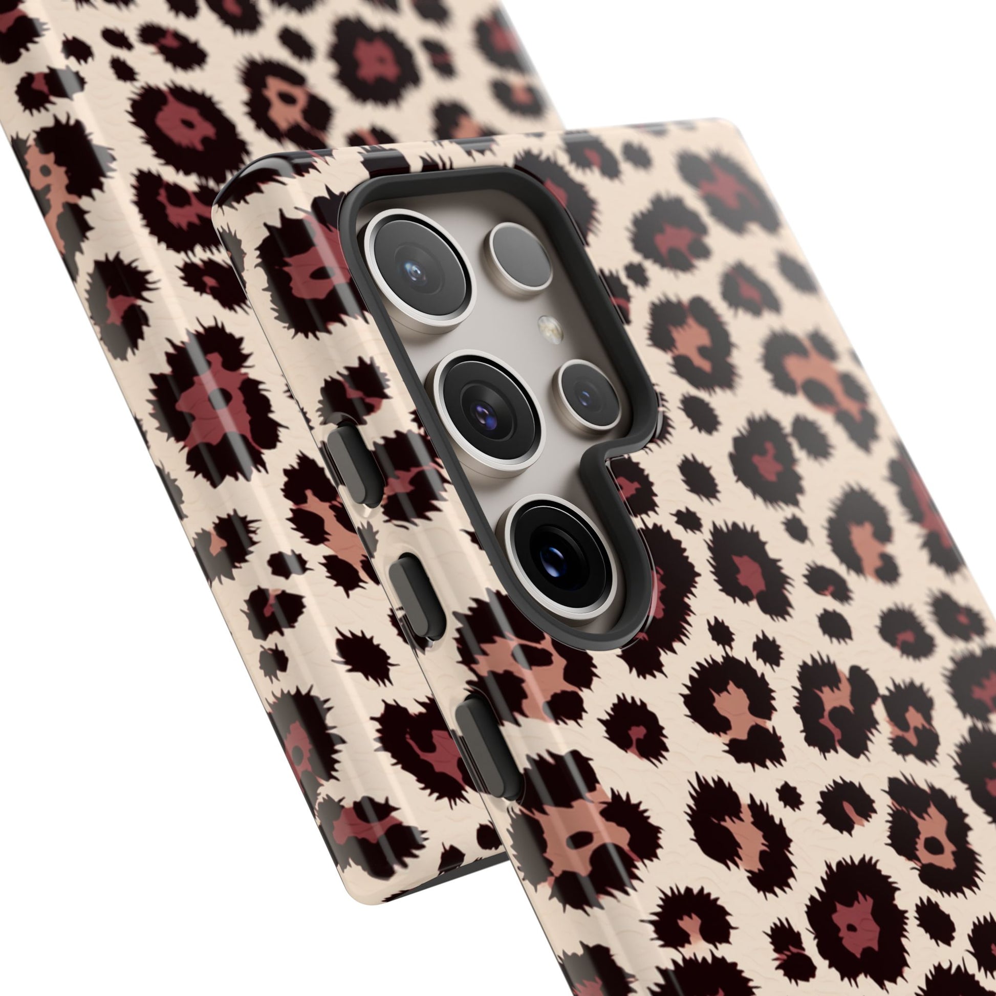 Designer leopard pattern tough case with fade resistant UV print technology
