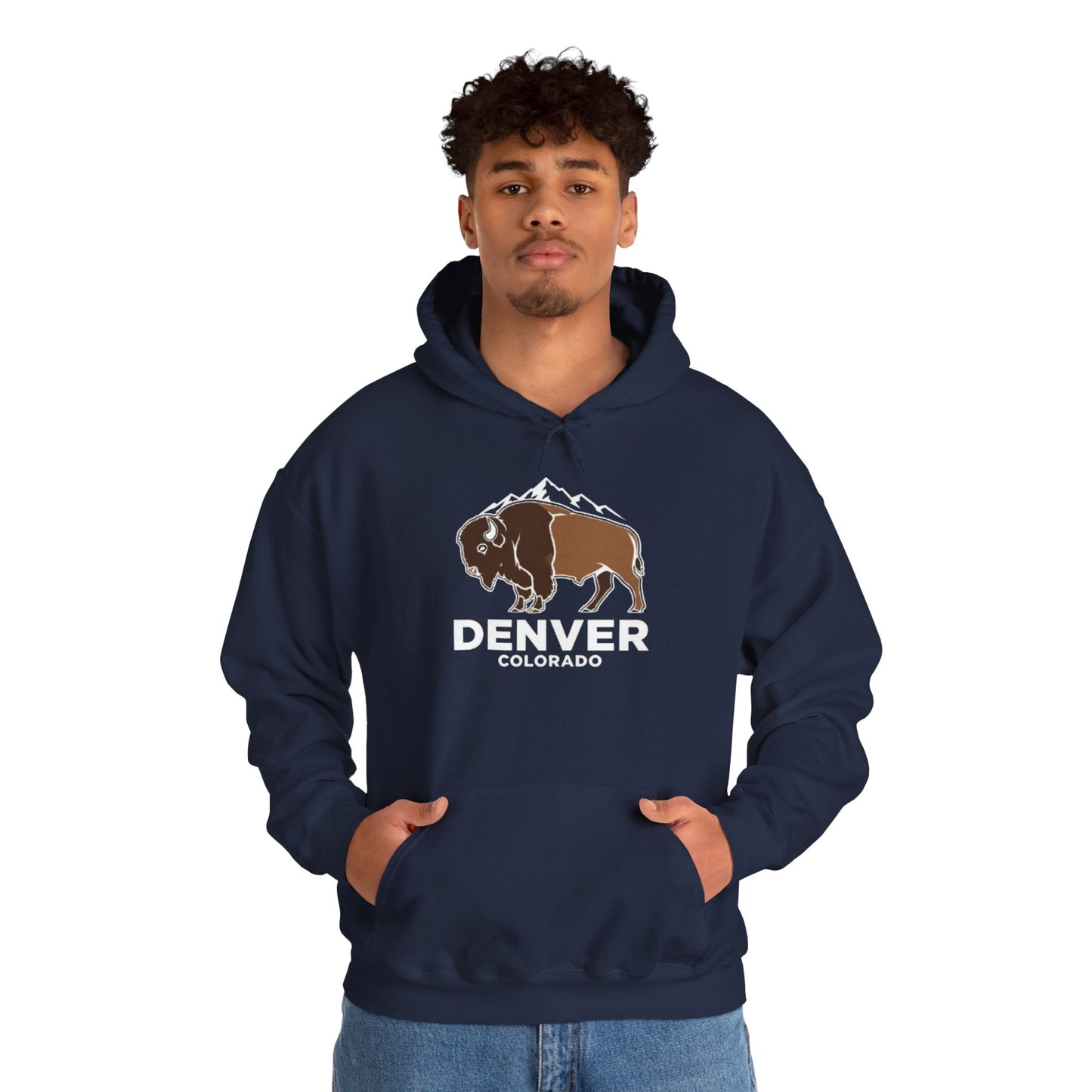 Denver Colorado Hoodie – Bison & Mountain Graphic Pullover