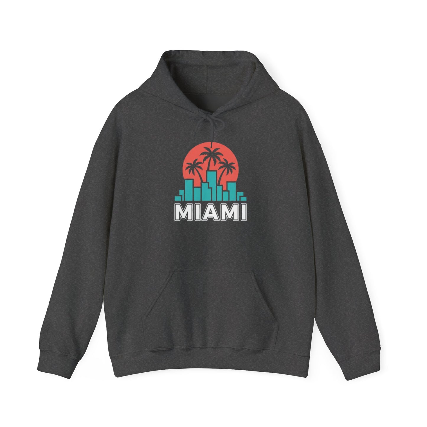 Miami Sunset Hoodie – Palm Tree & City Skyline Graphic Pullover