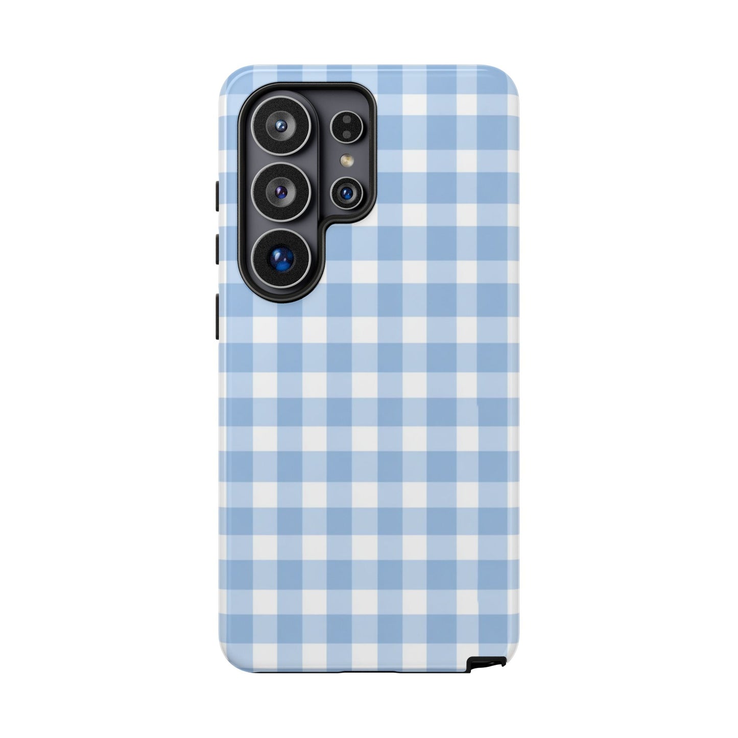 Robuste Handyhülle aus blauem Gingham-Stoff – Kariertes Muster für iPhone, Samsung Galaxy & Google Pixel